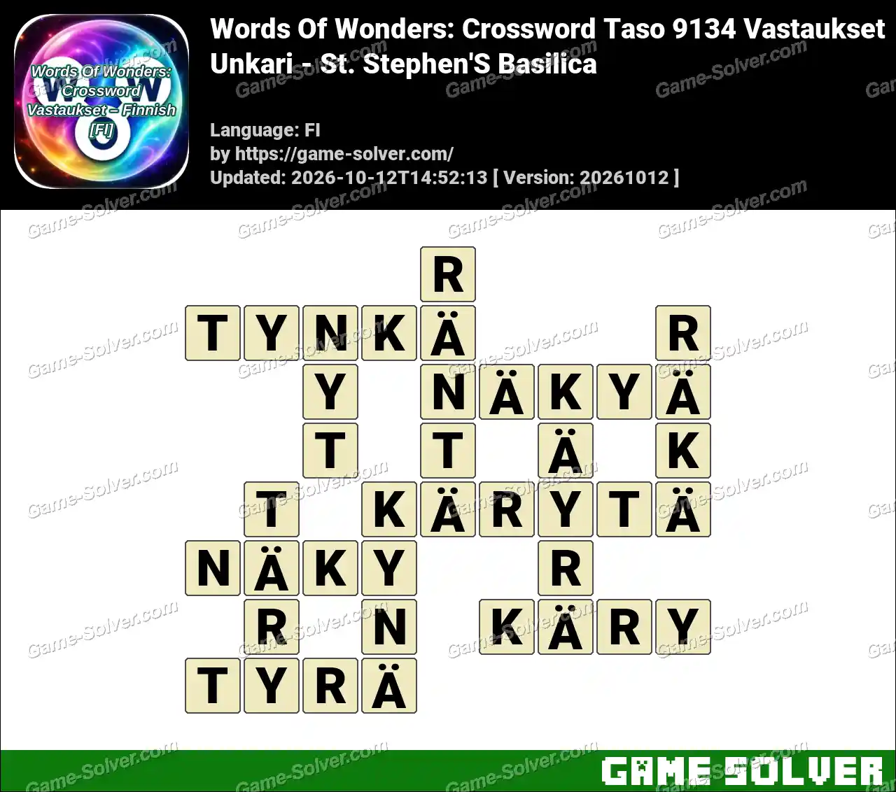 Words Of Wonders: Crossword Taso 9134 Vastaukset – Unkari – St. Stephen’S Basilica
